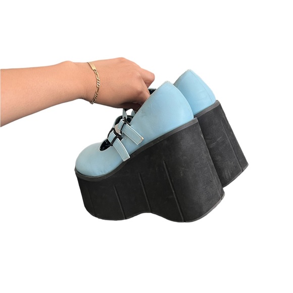 Demonia Kera MaryJane Blue Platform Heels - Picture 13 of 15